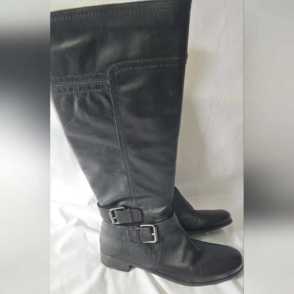 Nine West Vashiza Black Leather Tall Riding Boots Size 8